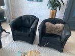 2 zwarte fauteuils van alcantara - nette staat, Ophalen, Gebruikt, Stof, 75 tot 100 cm