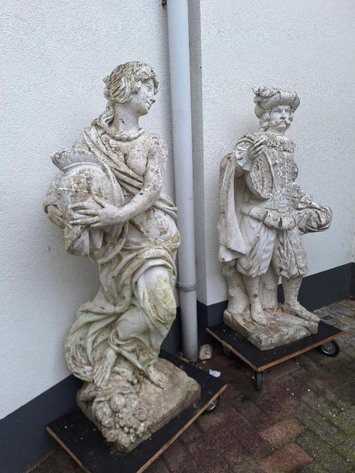2 unieke tuinbeelden van 143 cm hoog, Tuin en Terras, Tuinbeelden, Gebruikt, Mensenbeeld, Beton, Ophalen