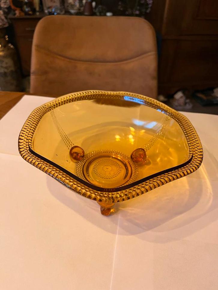 Brockwitz Amberkleur Fruitschaal Vintage, Antiek en Kunst, Antiek | Schalen, Ophalen of Verzenden