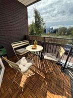 Bistro set beige metaal incl. kussens (3 maanden oud), Overige materialen, Zo goed als nieuw, Bank, Ophalen