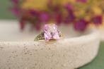 14 Karaat Vintage Gouden Ring Met Roze Toermalijn Edelsteen, Ophalen of Verzenden, Zo goed als nieuw, 17 tot 18, Roze