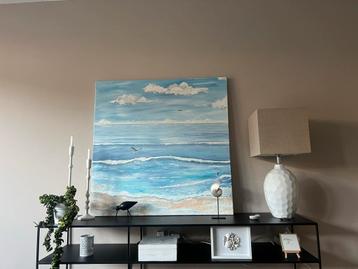 Abstract Schilderij Zee en Strand 100x100cm Acryl beschikbaar voor biedingen