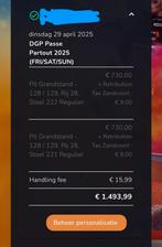 2x ticket Pit Grandstand, Formule 1 Zandvoort, Twee personen