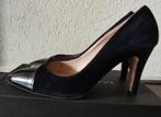 Mauro Teci suède pumps donkerblauw lak op neus + hakken, Mauro Teci, Pumps, Blauw, Ophalen of Verzenden