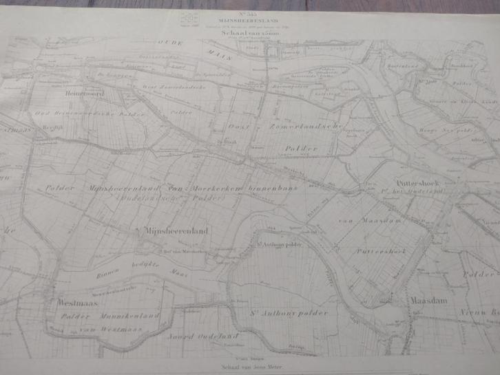 545 Mijnheerland Puttershoek Heinenoord Westmaas Plattegrond, Antiek en Kunst, Kunst | Litho's en Zeefdrukken, Ophalen of Verzenden