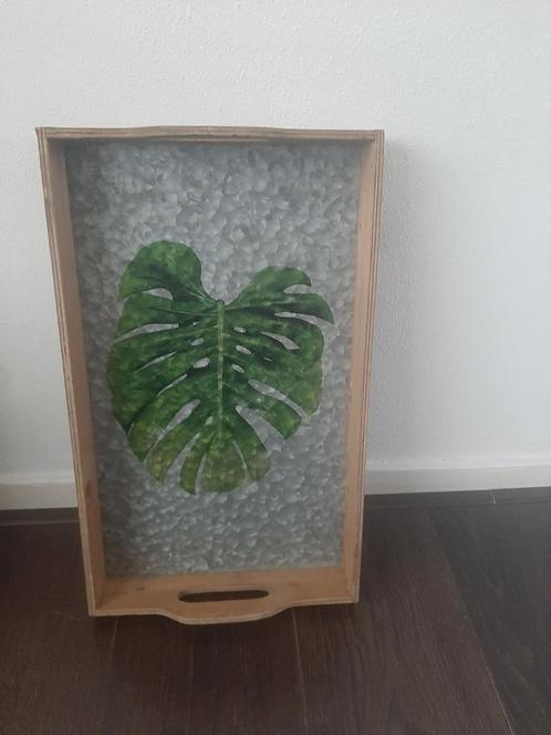 Dienblad met  een Monsterablad erop, zgan, Huis en Inrichting, Woonaccessoires | Dienbladen, Zo goed als nieuw, Hout, Ophalen of Verzenden