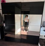 Zwarte hoogglans schuifdeur kast met spiegels 195x220, Huis en Inrichting, Kasten | Kledingkasten, Ophalen, 200 cm of meer, 150 tot 200 cm