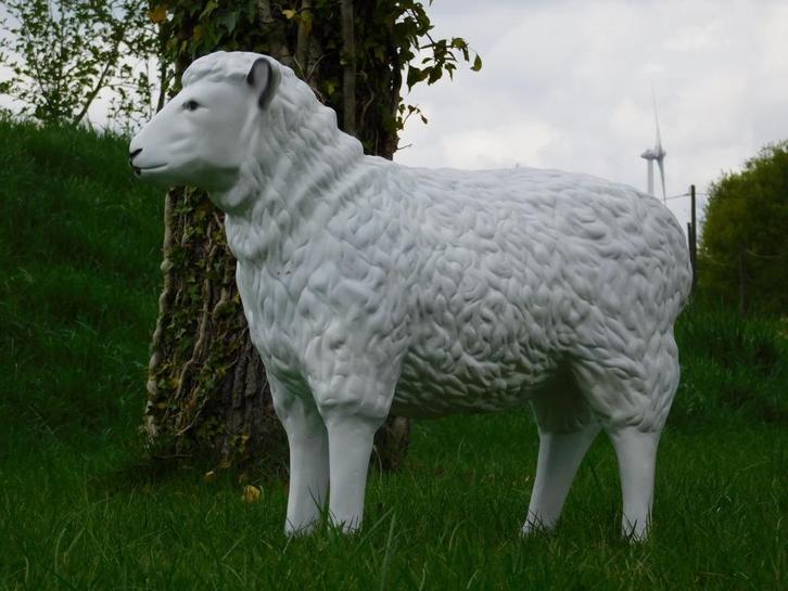 Beeld Schaap - 80 cm - Polystone, Tuin en Terras, Tuinbeelden, Dierenbeeld, Kunststof, Ophalen of Verzenden