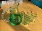 Water karaf met vier glazen, handmade, Glas, Overige stijlen, Glas of Glazen, Zo goed als nieuw