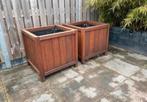 Twee teak houten bloembakken 80x80x80 cm, Ophalen, Gebruikt, Hout