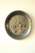 Messing wanddecoratie bord met herten, Ophalen of Verzenden, Koper