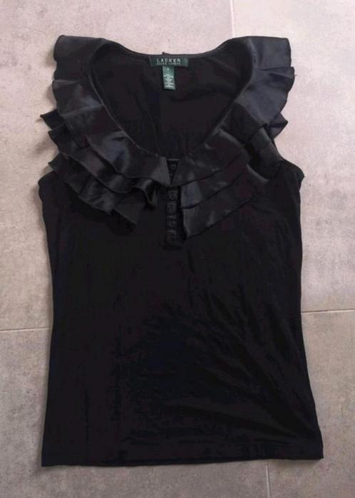 Ralph Lauren ruffle top ZGAN maat 36 / S, Kleding | Dames, Tops, Zo goed als nieuw, Maat 36 (S), Zwart, Zonder mouw, Ophalen of Verzenden