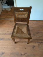Vintage Houten Stoel met Riet Zitting, Ophalen, Riet of Rotan, Gebruikt, Bruin