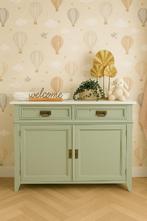 Mooie sfeervolle authentieke Olive commode kast 1910, Ophalen, 105 cm of meer, Voetruimte, Minder dan 50 cm