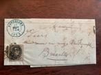 Belgische zeer mooie postzegel op brief 1855, Met stempel, Koninklijk huis, Ophalen of Verzenden, Gestempeld