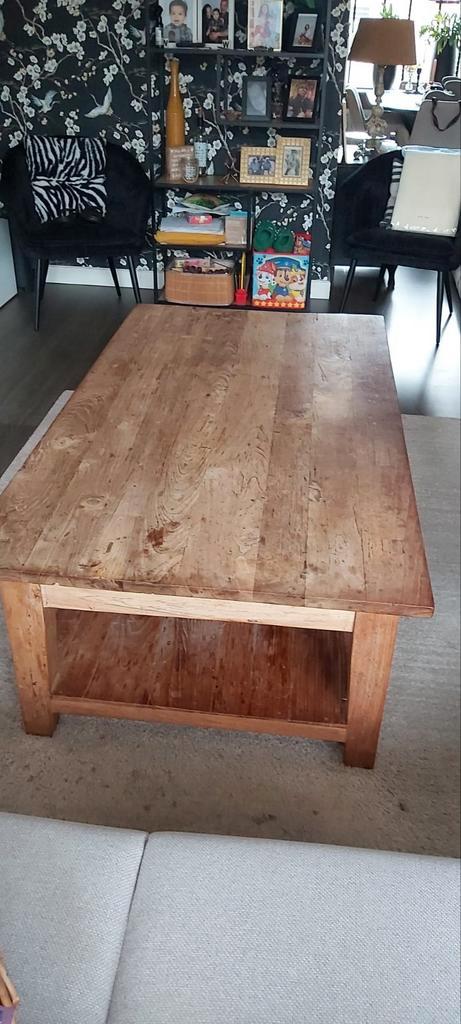 Massief Teakhouten Salontafel met lade., Huis en Inrichting, Tafels | Salontafels, Gebruikt, 50 tot 75 cm, 50 tot 100 cm, 100 tot 150 cm