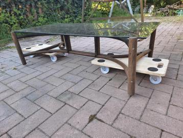 Rotan Manou terrastafel met glasplaat voor binnen of buiten beschikbaar voor biedingen