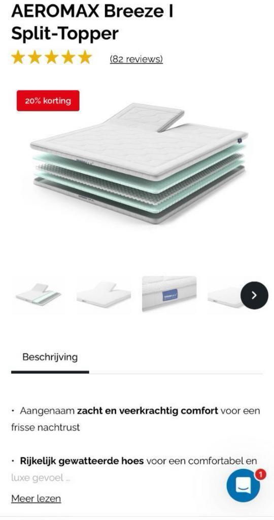 Swiss Sense Aeromax Breeze Split Topper 180x200, Huis en Inrichting, Slaapkamer | Matrassen en Bedbodems, Zo goed als nieuw, Matras