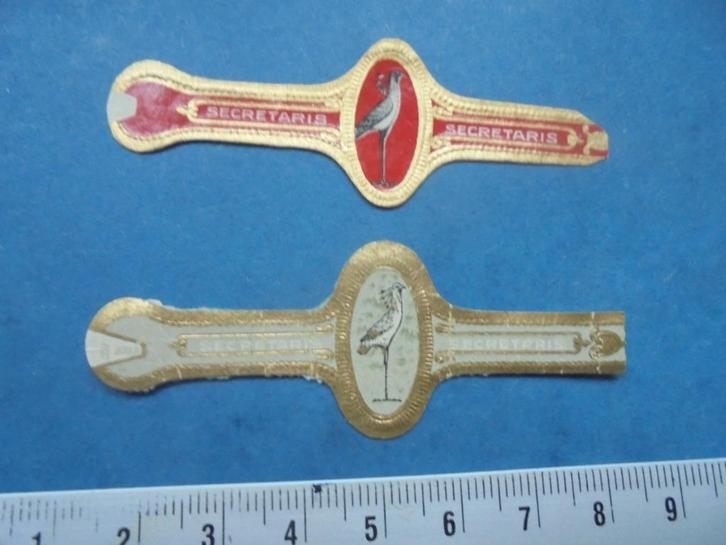 2 oude sigarenbanden SECRETARIS, Verzamelen, Rookartikelen, Aanstekers en Luciferdoosjes, Zo goed als nieuw, Sigarenbandjes, Ophalen of Verzenden