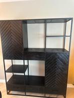 Vakkenkast mangohout zwart, Huis en Inrichting, Ophalen, Zo goed als nieuw, Minder dan 150 cm, 150 tot 200 cm