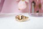 Vintage Gouden Zegel Pinkring, Goud, Goud, Ophalen of Verzenden, Kleiner dan 17