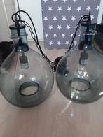 2 glazen hanglampen, Huis en Inrichting, Lampen | Hanglampen, Minder dan 50 cm, Zo goed als nieuw, Ophalen, Glas