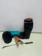 Paardrijlaarzen, cap, zweep en paardrijbroek turquoise nu bl, Dieren en Toebehoren, Paardrijkleding, Ophalen, Gebruikt, Dames