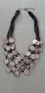 Vintage ketting met grammofoonplaatjes, Ophalen of Verzenden, Zo goed als nieuw, Grijs, Overige materialen