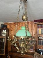 Antieke Hanglamp met Groene Kap en Messing Frame, Antiek en Kunst, Antiek | Lampen, Ophalen of Verzenden