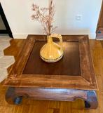 Vintage Koloniale Aziatische Opium tafel van Acacia hout, Ophalen, Gebruikt, 50 tot 100 cm, Vierkant
