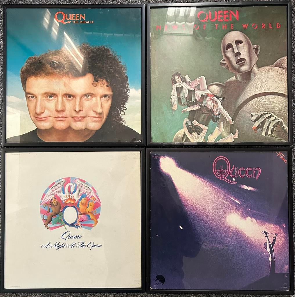 4 Ingelijste LP’s Queen, Cd's en Dvd's, Vinyl | Hardrock en Metal, Zo goed als nieuw, Ophalen of Verzenden