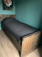 Zgan Eenpersoonsbed bruin 90x200 - Steigerhout bed, Huis en Inrichting, Slaapkamer | Bedden, Ophalen, 90 cm, Eenpersoons, Steigerhout