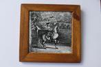 tegeltje zwart wit ruiter te paard, Antiek en Kunst, Antiek | Wandborden en Tegels, Ophalen of Verzenden