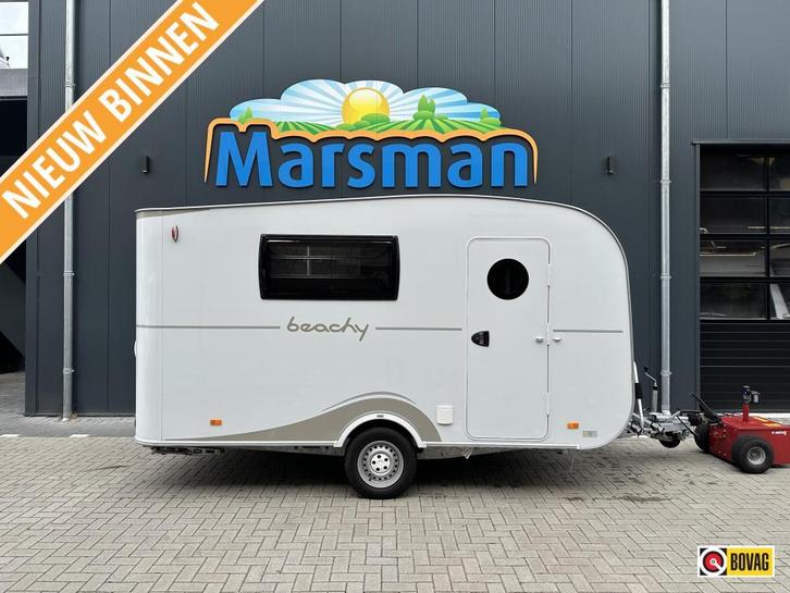 Hobby Beachy 420 Incl. thule fietsendrager, Caravans en Kamperen, Caravans, tot en met 3, 750 - 1000 kg, Treinzit, Hobby, Dwarsbed