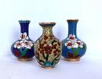 chinees emaille cloisonné 3 vaasjes emaille koper, Ophalen of Verzenden