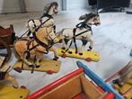 Vintage Houten Paarden met Karren Speelgoed, Antiek en Kunst, Ophalen of Verzenden