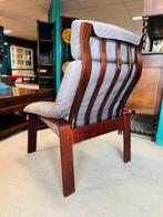 Vintage fauiteuil van leer, Huis en Inrichting, Fauteuils, Ophalen, A, A, A