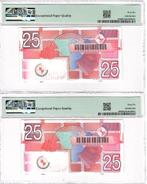 25 Gulden Roodborstje 1989 (Pick #100)  Grading: PMG 66, Verzenden, 25 gulden, Setje