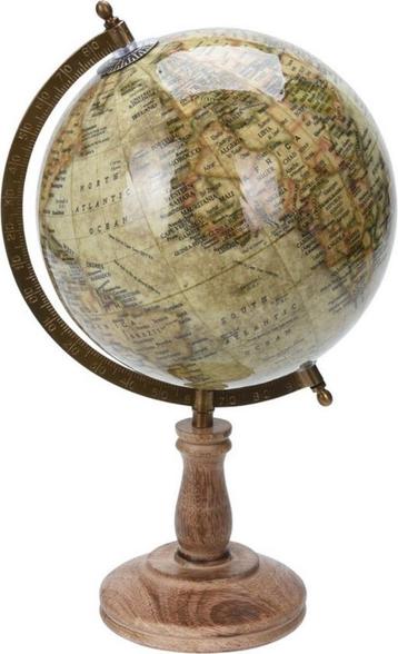 Vintage wereldbol op houten voet beschikbaar voor biedingen