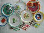 Kinderservies  van plastic + bestek, Ophalen, Zo goed als nieuw, Overige stijlen, Bord(en)