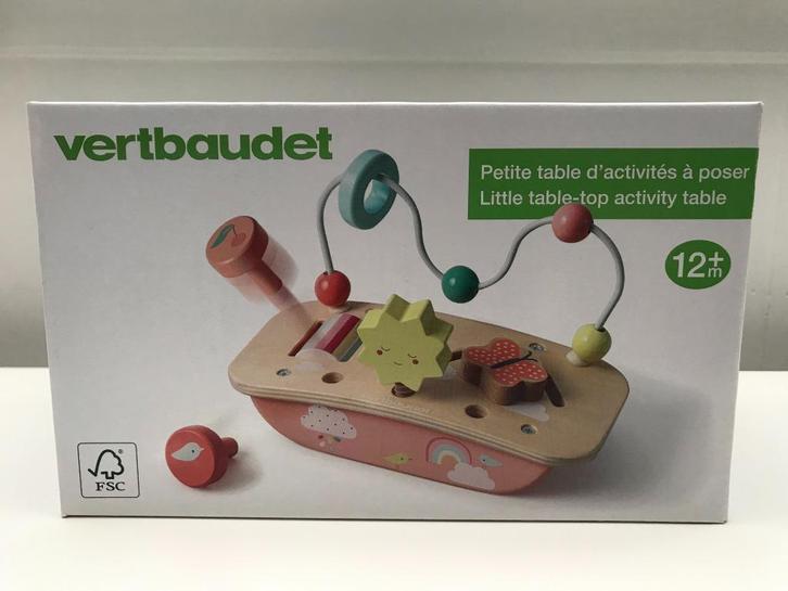 Vertbaudet Mini activiteitentafel hout HANOÏ - roze - koala, Kinderen en Baby's, Speelgoed | Babyspeelgoed, Nieuw, Overige typen