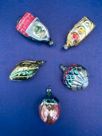 Vintage oude kerstballen kerst 5 x kerstbal figuur beschikbaar voor biedingen