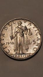 5 Lire 1952 Vaticaan munt, Ophalen of Verzenden, Losse munt, Overige landen