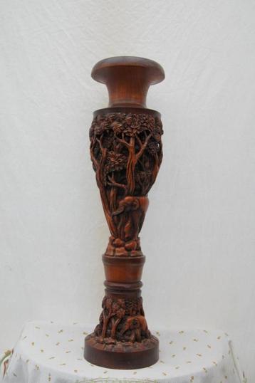 Houten vaas / Kandelaar ( Aziatisch beschikbaar voor biedingen