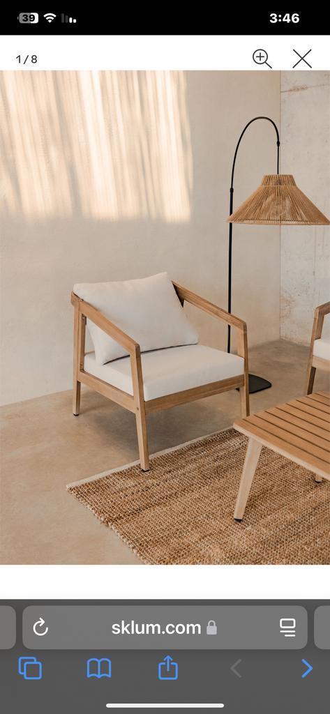 2 Kaela Fauteuils Acaciahout Zo Goed Als Nieuw, Huis en Inrichting, Fauteuils, Zo goed als nieuw, Hout, 75 tot 100 cm, 75 tot 100 cm