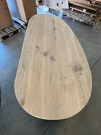 Eiken tafelblad kiezelvorm 220x90cm, Ophalen, Zo goed als nieuw, Rechthoekig