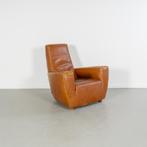 2x Label Longa Fauteuil Tuigleer Cognac - Houten Pootjes, Huis en Inrichting, Fauteuils, Gebruikt, Ophalen of Verzenden, 75 tot 100 cm
