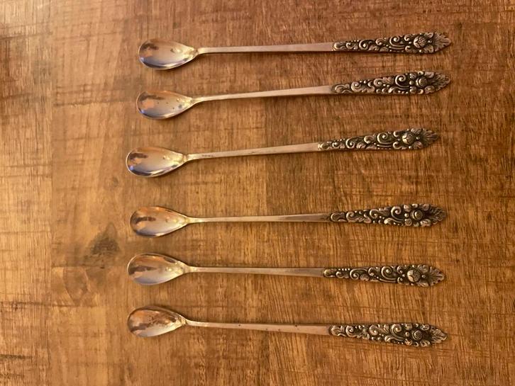 Zilveren stroopLepeltjes Set van 6 Djokja zilver, Antiek en Kunst, Antiek | Bestek, Ophalen of Verzenden