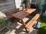 Picknicktafel met rugleuning, Tuin en Terras, Ophalen, Zo goed als nieuw, Rechthoekig, Hout