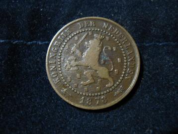 Bronzen Cent uit 1878 van koning Willem III #f54